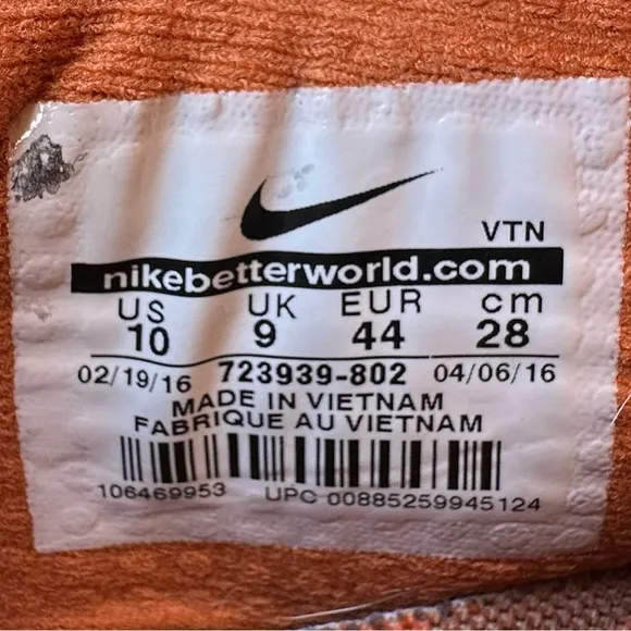 Nike Flywire University Texas Longhorns - Men’s Size 10 (723939-802)