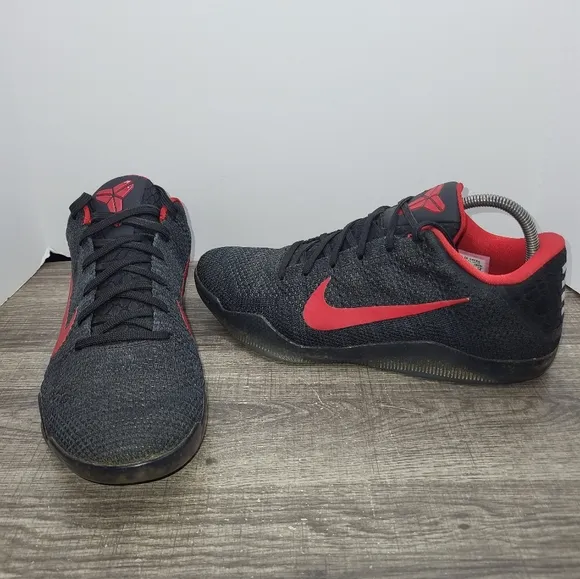 NIKE ID KOBE XI 11 ELITE LOW FLYKNIT BLACK RED   SZ 11  [835649-991] BASKETBALL