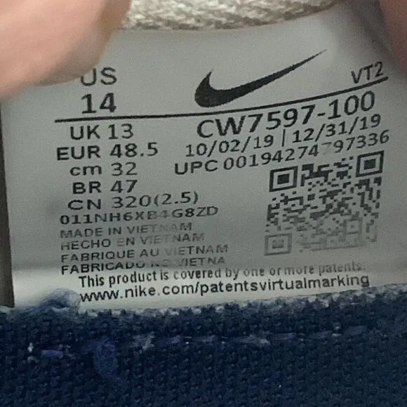 Nike Infinity React Shoes Sneaker CW7597-100 Size 14 Blue Ribbon Track Club Rare