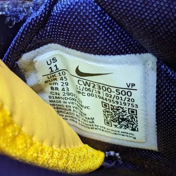 Nike LeBron 7 VII QS Media Day Men's 11 Lakers Purple Yellow Shoes CW2300-500
