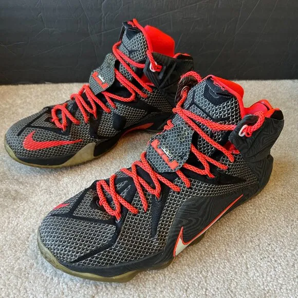 Nike Lebron James 12 Court Vision Men's Size11.5 Basketball Shoes Black Crimson