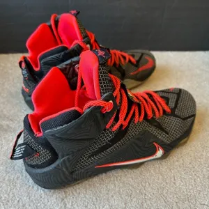 Nike Lebron James 12 Court Vision Men's Size11.5 Basketball Shoes Black Crimson