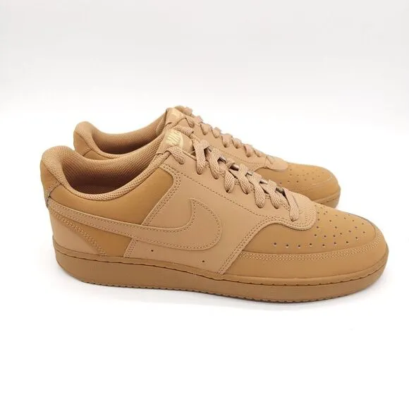 Nike Mens 10 Court Vision‎ Lo Sneakers Lace Up Shoes CD5463-200 Flax Wheat-Twine