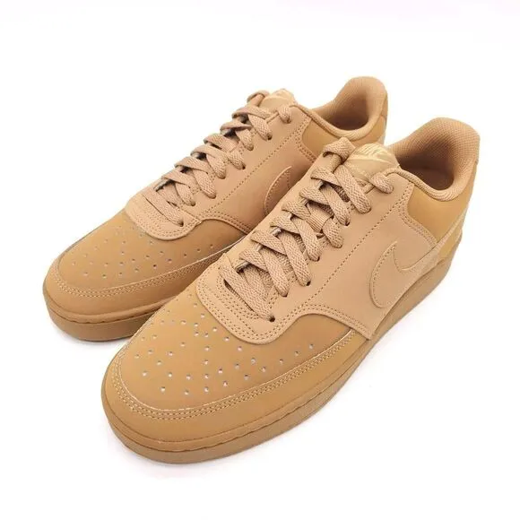 Nike Mens 10 Court Vision‎ Lo Sneakers Lace Up Shoes CD5463-200 Flax Wheat-Twine