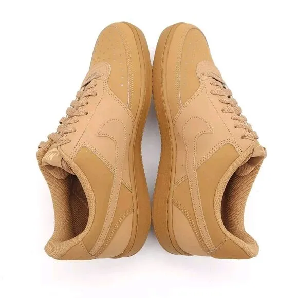 Nike Mens 10 Court Vision‎ Lo Sneakers Lace Up Shoes CD5463-200 Flax Wheat-Twine