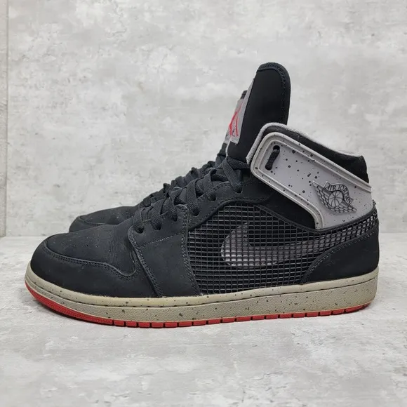 Nike Mens Basketball Shoes Size 12 Air Jordan 1 Retro 89 Black Fire Red Cement