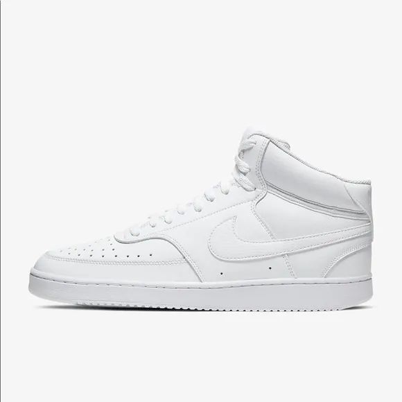 Nike Men's Court Vision Mid White On White Leather Sneakers Size 9