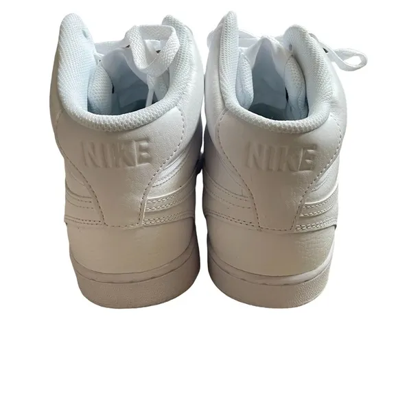 Nike Men's Court Vision Mid White On White Leather Sneakers Size 9