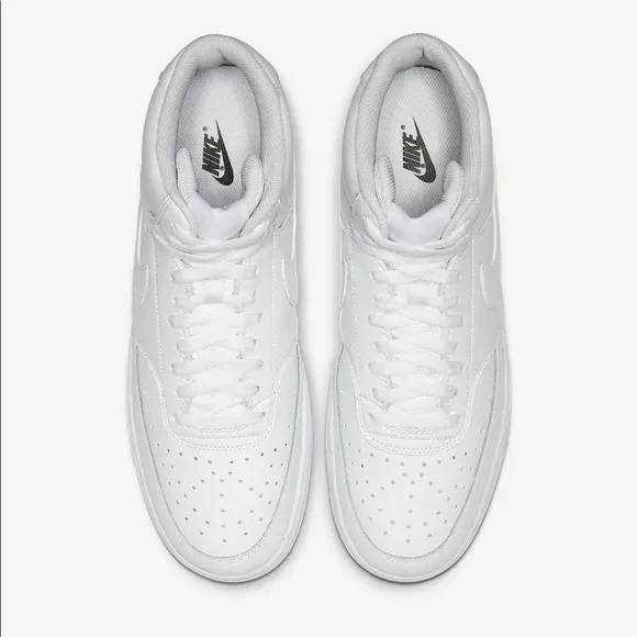 Nike Men's Court Vision Mid White On White Leather Sneakers Size 9