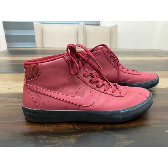 Nike Men's SB Bruin Hi ISO Leo Baker Shoes Red Leather CT8588-600 Size 9.5