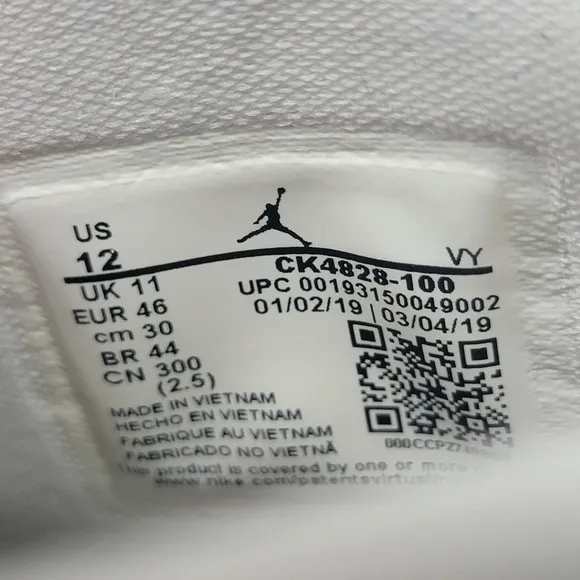 Nike Mens Size 12 Air Jordan Executive Triple White Sneakers Basketball Shoes