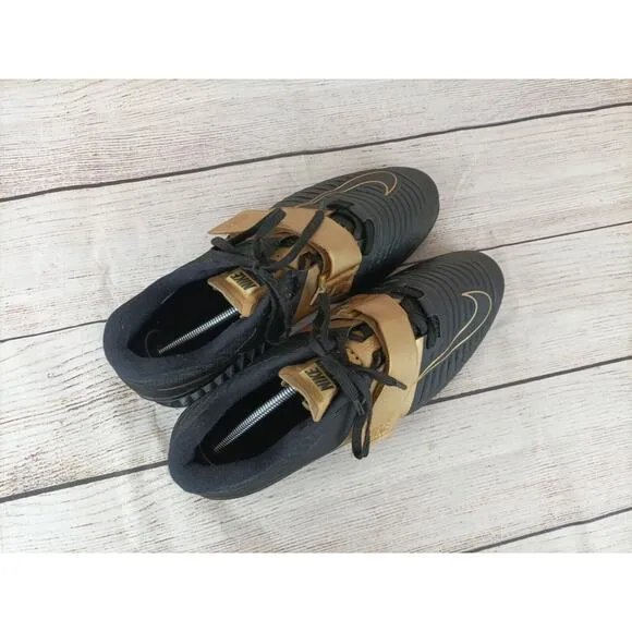 Nike Mens Weight lifting Shoes Sz 13 Romaleos 3X Black/Metallic Gold