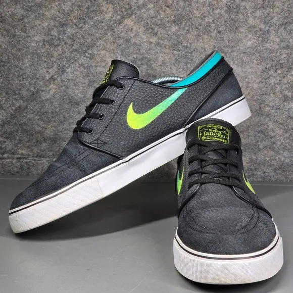 Nike SB Zoom Stefan Janoski Mens 13 Leather Black Venom Green