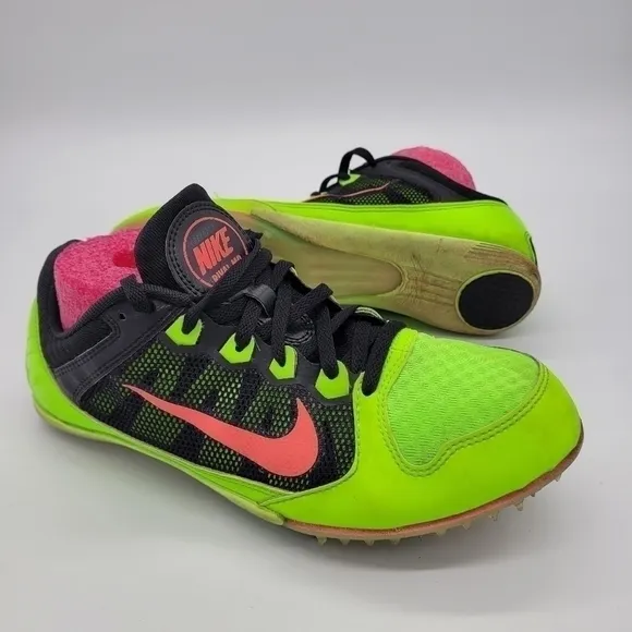 Nike Shoes Men 9.5 ZOOM Rival 7 MD Neon Green &amp; Pink Track Cleats