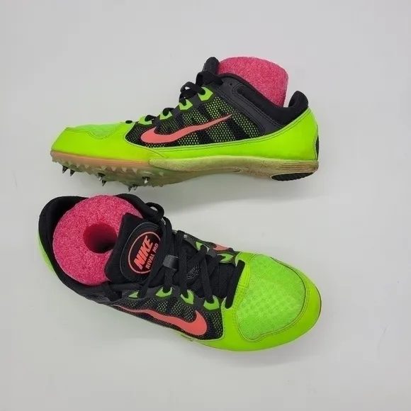 Nike Shoes Men 9.5 ZOOM Rival 7 MD Neon Green &amp; Pink Track Cleats