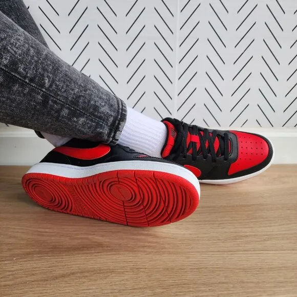 🤩Nike Sz 5Y Big Kids Shoes Court Borough Low2 GS Black Red Retro BQ5448-007 New
