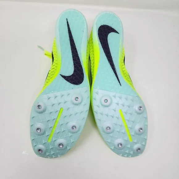 Nike Track &amp; Field Shoes Mens 9 Green Zoom Mamba Racing Spikes Swoosh Spell Out