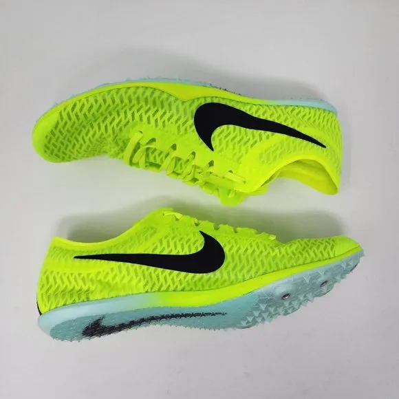 Nike Track &amp; Field Shoes Mens 9 Green Zoom Mamba Racing Spikes Swoosh Spell Out