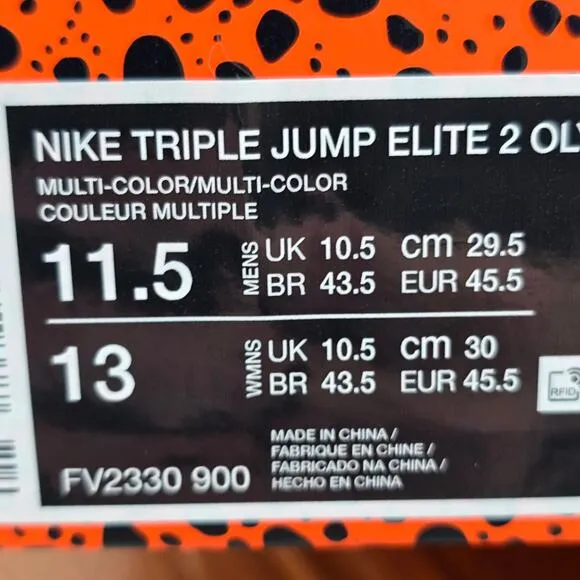 Nike Triple Jump Elite 2 Olympics Shoes Men's 11.5 Spikes Track Field Sneakers