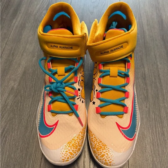 Nike Yellow and Blue Athletic Shoes with Sleek Design