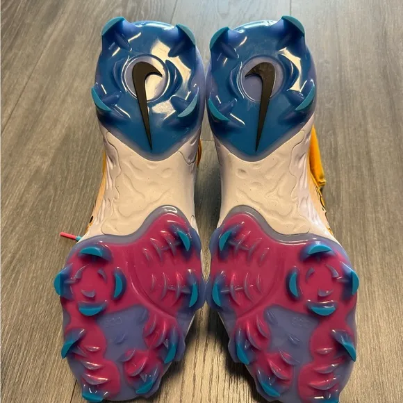 Nike Yellow and Blue Athletic Shoes with Sleek Design