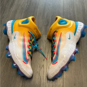 Nike Yellow and Blue Athletic Shoes with Sleek Design