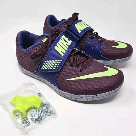 Nike Zoom HJ Elite High Jump Field Shoes Mens 8.5 Womens 10.5 Bordeaux Lime NEW