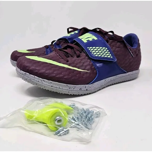 Nike Zoom HJ Elite High Jump Field Shoes Mens 8.5 Womens 10.5 Bordeaux Lime NEW