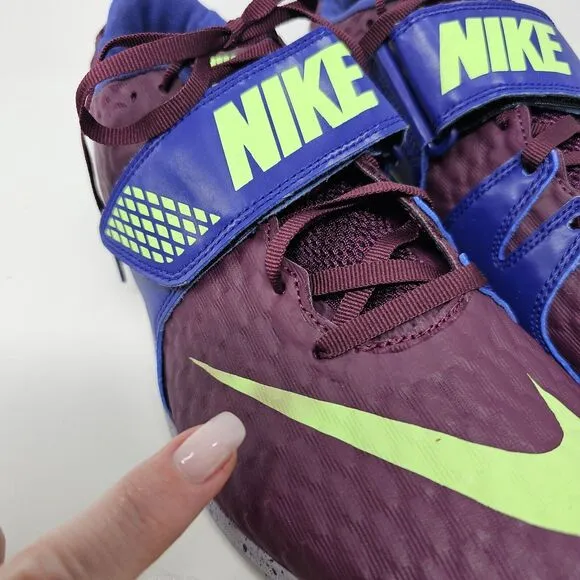 Nike Zoom HJ Elite High Jump Field Shoes Mens 8.5 Womens 10.5 Bordeaux Lime NEW