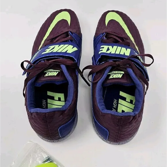 Nike Zoom HJ Elite High Jump Field Shoes Mens 8.5 Womens 10.5 Bordeaux Lime NEW
