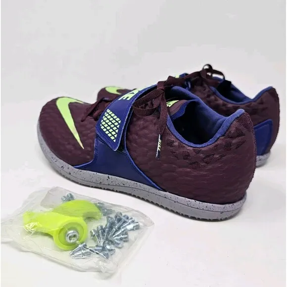 Nike Zoom HJ Elite High Jump Field Shoes Mens 8.5 Womens 10.5 Bordeaux Lime NEW