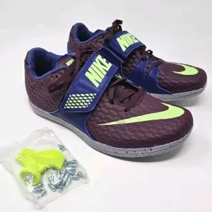 Nike Zoom HJ Elite High Jump Field Shoes Mens 8.5 Womens 10.5 Bordeaux Lime NEW