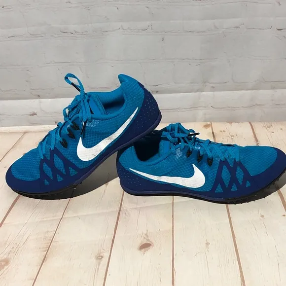 Nike Zoom Rival M 8 Men's Track Sprint Spike Shoes 806555-414 Blue Size 9.5