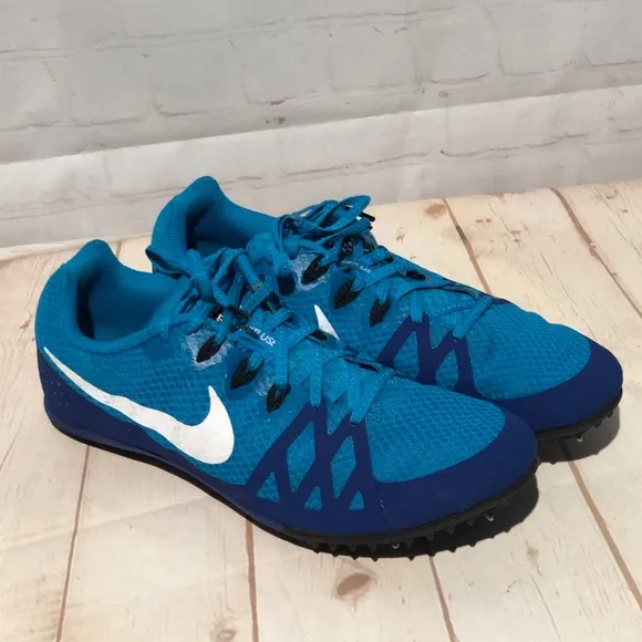 Nike Zoom Rival M 8 Men's Track Sprint Spike Shoes 806555-414 Blue Size 9.5