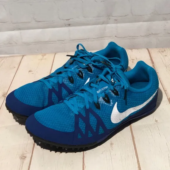 Nike Zoom Rival M 8 Men's Track Sprint Spike Shoes 806555-414 Blue Size 9.5