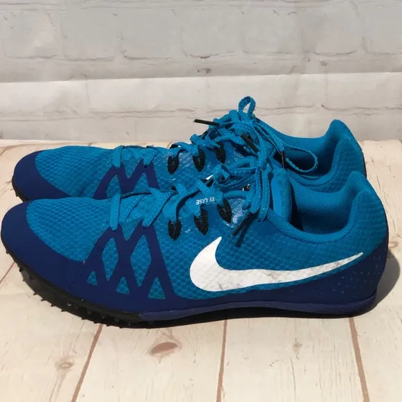 Nike Zoom Rival M 8 Men's Track Sprint Spike Shoes 806555-414 Blue Size 9.5