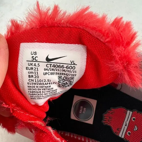 Nike team hustle D9 infant size 5 c red white lil td monster furry sneakers New