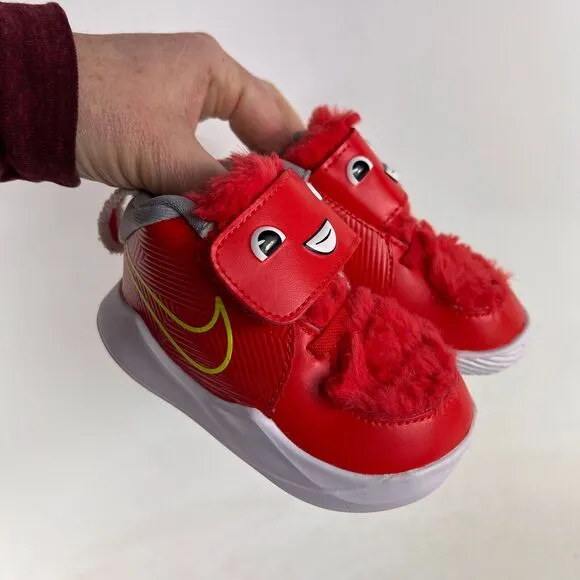 Nike team hustle D9 infant size 5 c red white lil td monster furry sneakers New
