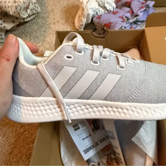 NWT Adidas Women's Puremotion Wide Running Shoes Size 9.5 Gray White Activewear