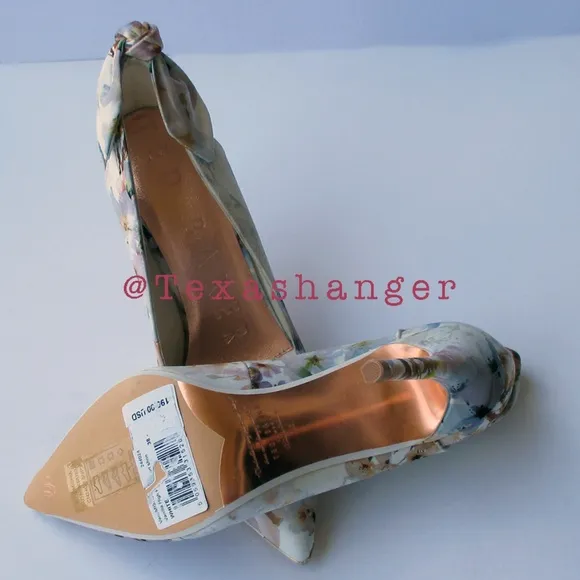 NWT Ted Baker White Mishia Floral-print Satin Court Heels Size 8