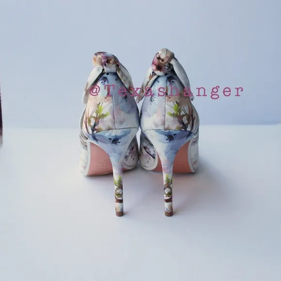 NWT Ted Baker White Mishia Floral-print Satin Court Heels Size 8