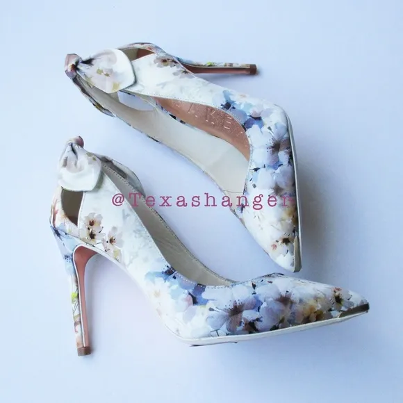 NWT Ted Baker White Mishia Floral-print Satin Court Heels Size 8