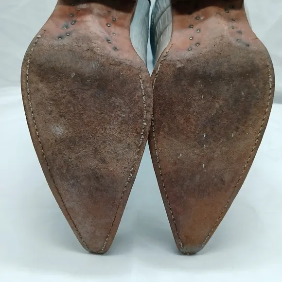 Old Corral Caiman and Leather Cowboy Boots Men's Size ~8 Women's Size ~9