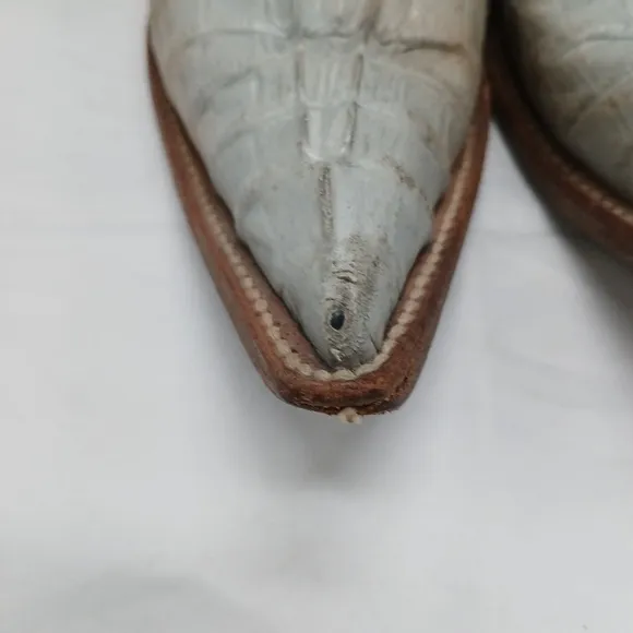 Old Corral Caiman and Leather Cowboy Boots Men's Size ~8 Women's Size ~9