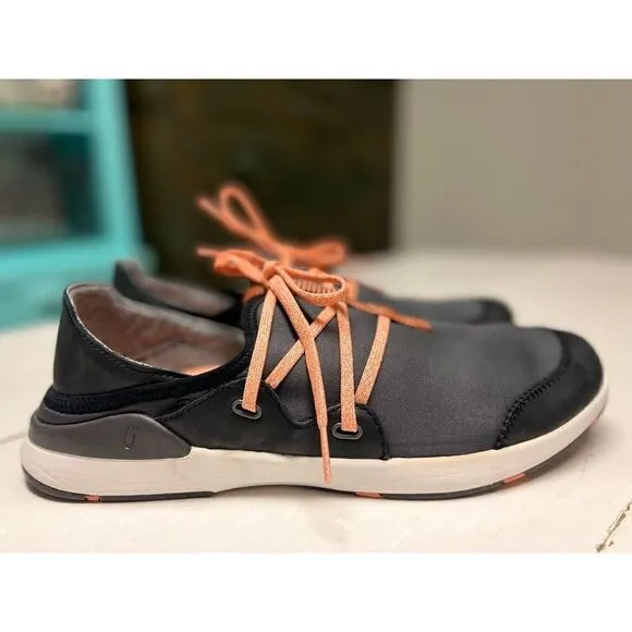 OluKai Women’s Miki Li’ Pavement/Black Quick-Drying Outdoor Shoes Size 11