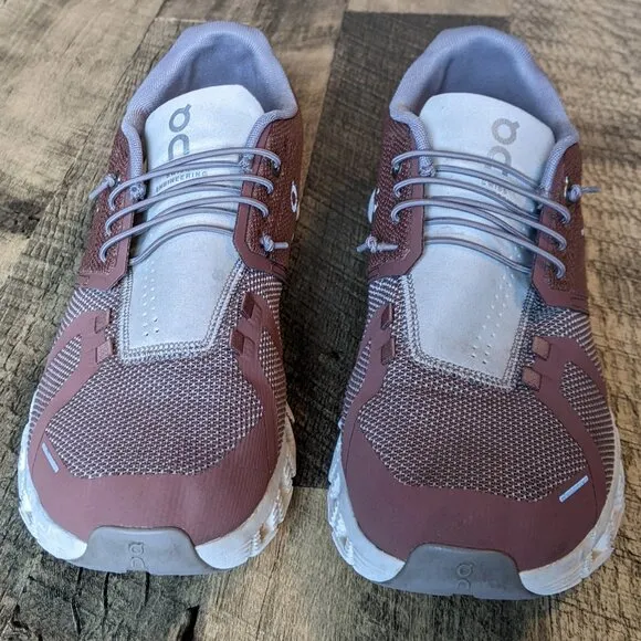 On Cloud Running Shoes Brown Red Rust Color