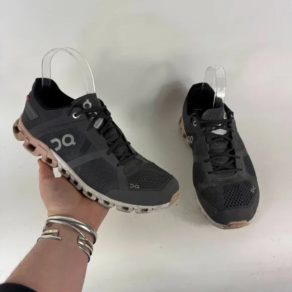 On Cloudflow Athletic Sneakers Women's 8.5 Black Lace Up Low Top Running Shoes