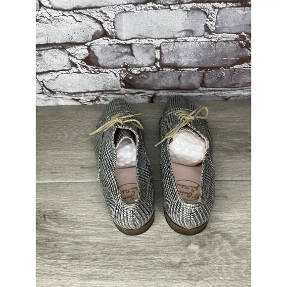 O'Quincy by Jan Palmen White Black Plaid Lace Up Oxfords Shoes Women 41EU/10.5US