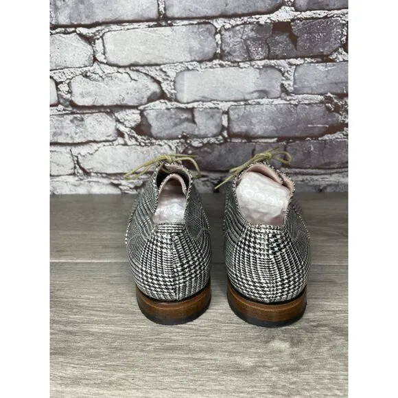 O'Quincy by Jan Palmen White Black Plaid Lace Up Oxfords Shoes Women 41EU/10.5US