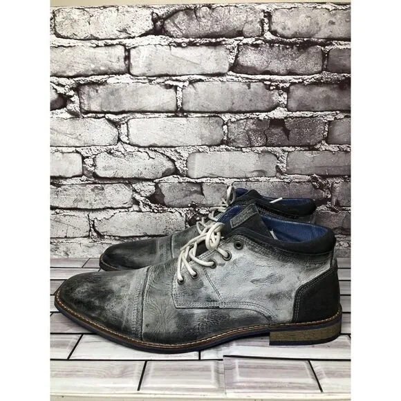 PARC Charcoal Gray Leather Distressed Ankle Lace Up Shoes Men’s Sz 10M US/43EU